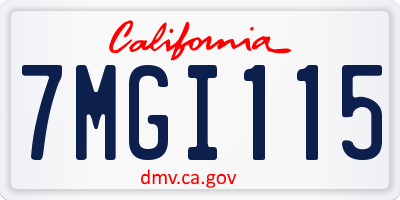 CA license plate 7MGI115
