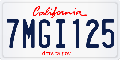 CA license plate 7MGI125