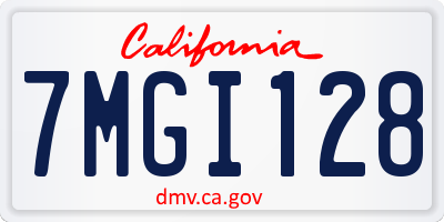 CA license plate 7MGI128