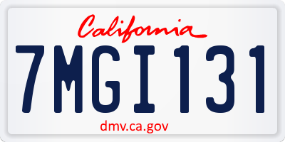 CA license plate 7MGI131