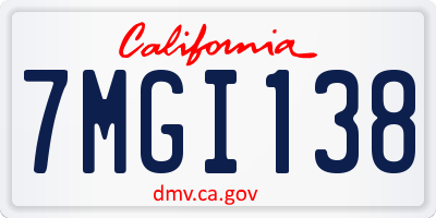 CA license plate 7MGI138