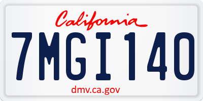 CA license plate 7MGI140