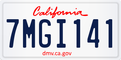CA license plate 7MGI141