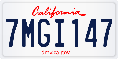 CA license plate 7MGI147