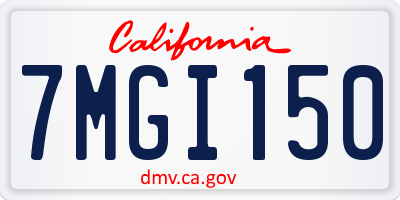 CA license plate 7MGI150