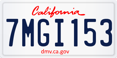 CA license plate 7MGI153
