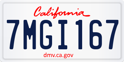 CA license plate 7MGI167