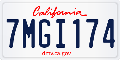 CA license plate 7MGI174