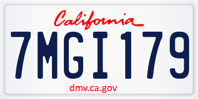 CA license plate 7MGI179