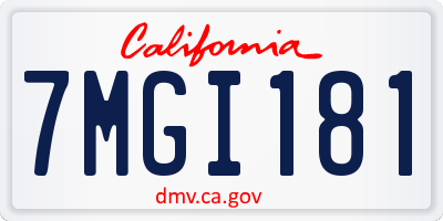 CA license plate 7MGI181