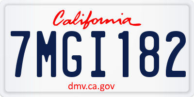 CA license plate 7MGI182