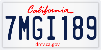 CA license plate 7MGI189