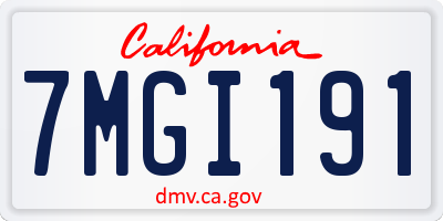 CA license plate 7MGI191