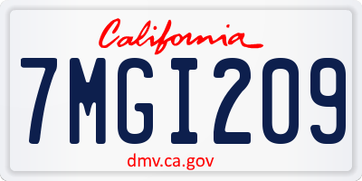 CA license plate 7MGI209