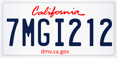 CA license plate 7MGI212