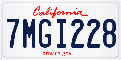 CA license plate 7MGI228