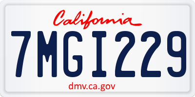 CA license plate 7MGI229