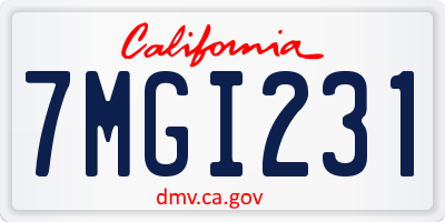 CA license plate 7MGI231
