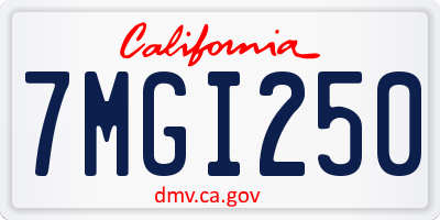 CA license plate 7MGI250
