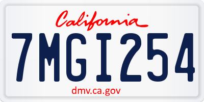 CA license plate 7MGI254