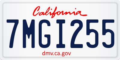 CA license plate 7MGI255