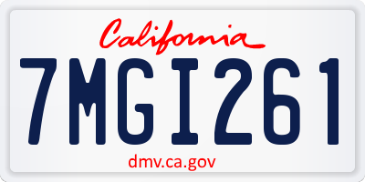 CA license plate 7MGI261