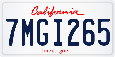 CA license plate 7MGI265