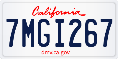 CA license plate 7MGI267