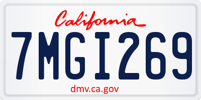 CA license plate 7MGI269