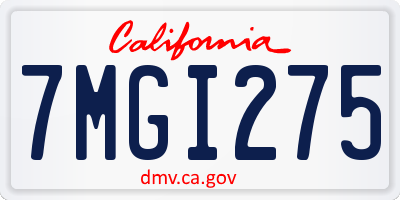 CA license plate 7MGI275