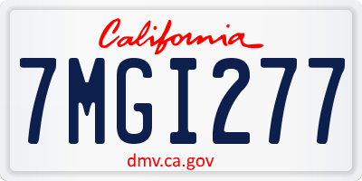 CA license plate 7MGI277