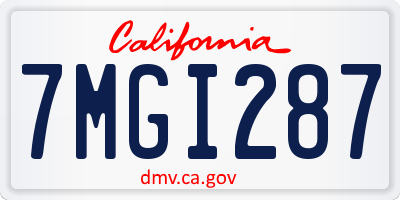 CA license plate 7MGI287