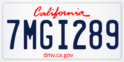 CA license plate 7MGI289