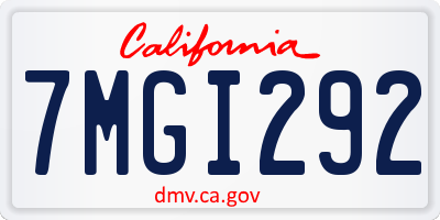 CA license plate 7MGI292
