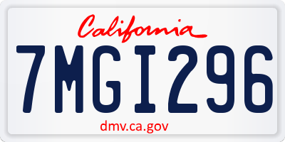 CA license plate 7MGI296