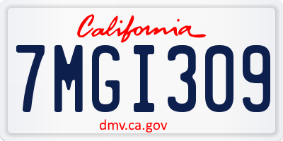 CA license plate 7MGI309