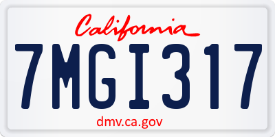CA license plate 7MGI317