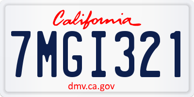 CA license plate 7MGI321