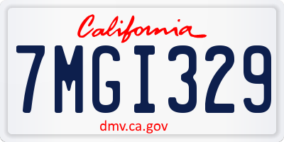 CA license plate 7MGI329