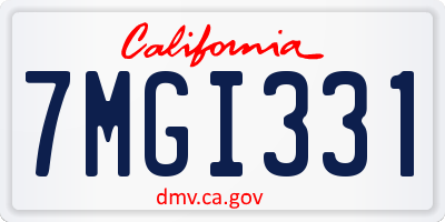 CA license plate 7MGI331