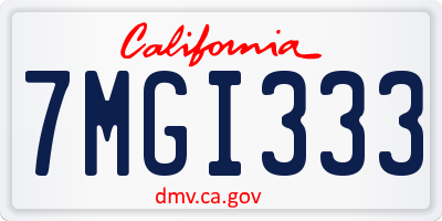 CA license plate 7MGI333