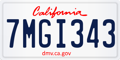 CA license plate 7MGI343