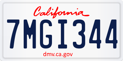 CA license plate 7MGI344