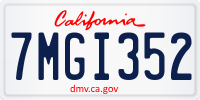 CA license plate 7MGI352