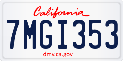 CA license plate 7MGI353