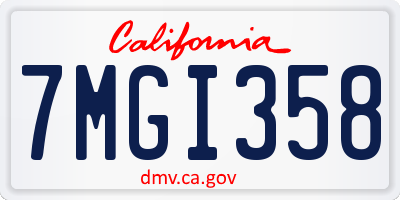 CA license plate 7MGI358