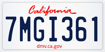 CA license plate 7MGI361