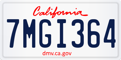 CA license plate 7MGI364