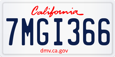 CA license plate 7MGI366