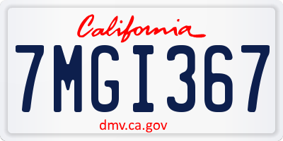 CA license plate 7MGI367